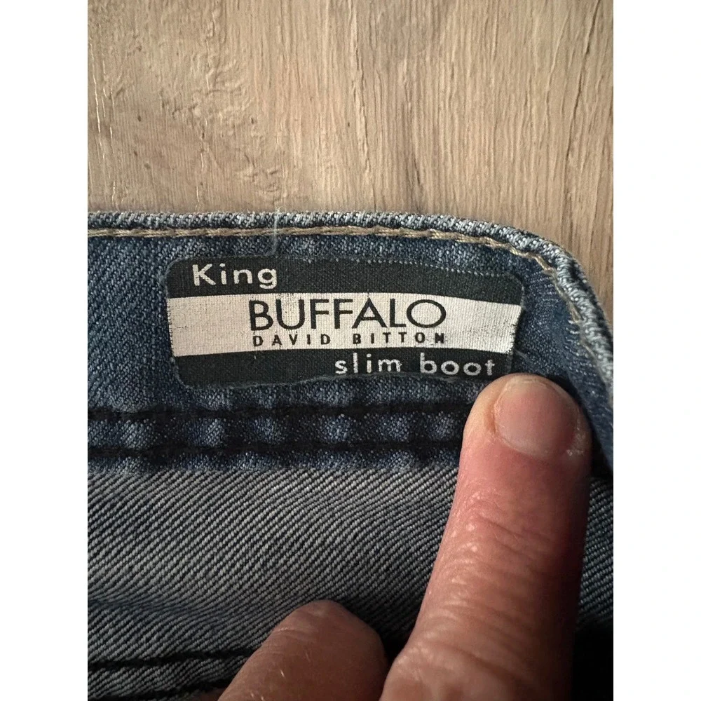Buffalo David Bitton King Slim Bootcut Jeans Mens 40 Medium Wash Denim Blue